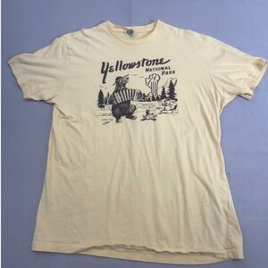 Yellowstone National Park Bear Accordion Graphic T-Shir Yellow Next Level Cotton